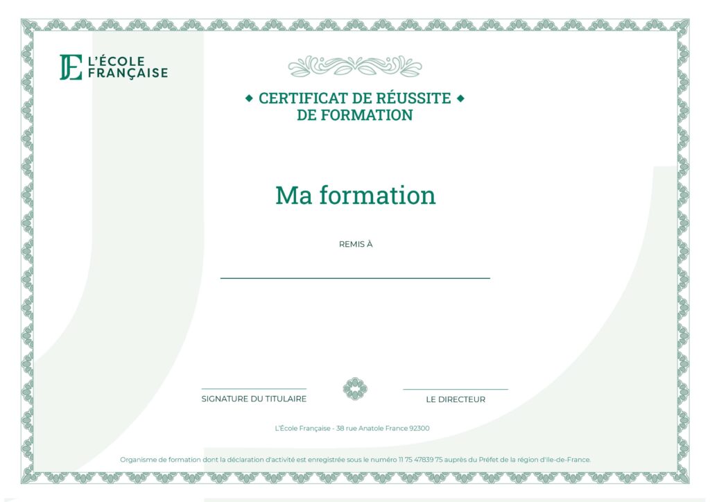 certificat de réussite