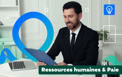 Un homme en costume assis à un bureau lisant un document