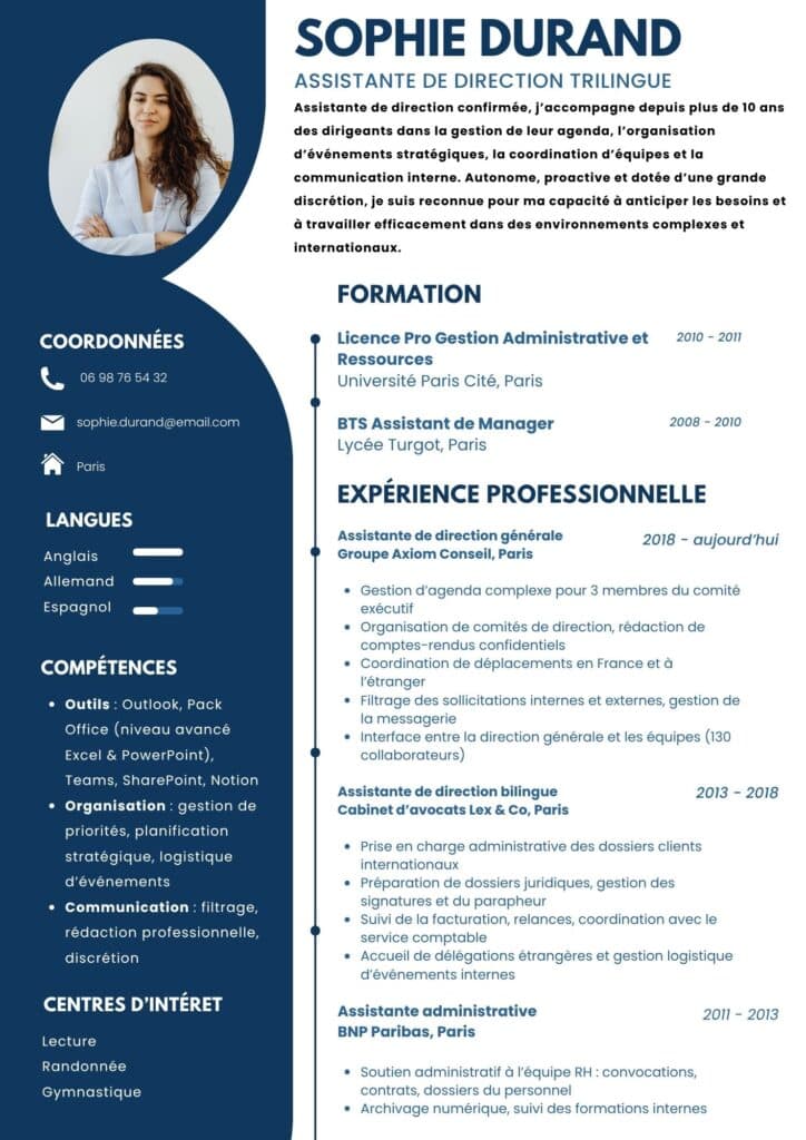 CV assistante de direction confirmée