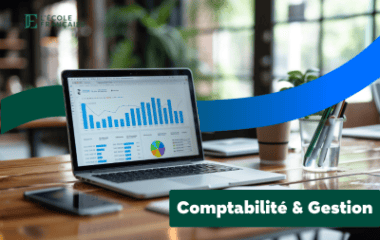 Ordinateur avec des logiciels comptables