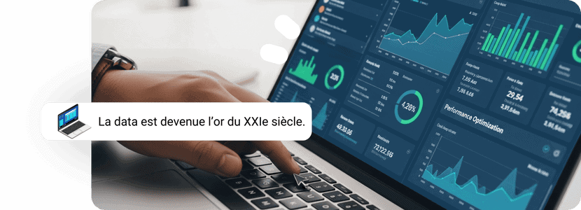 Un ordinateur avec des graphiques.