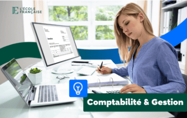 Une comptable travaillant à son bureau