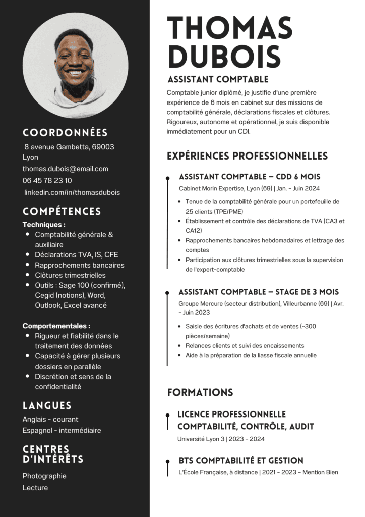 CV comptable débutant