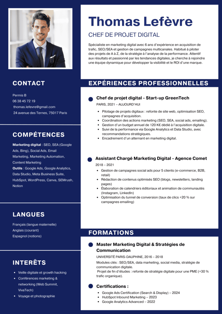 CV Chef de projet digital